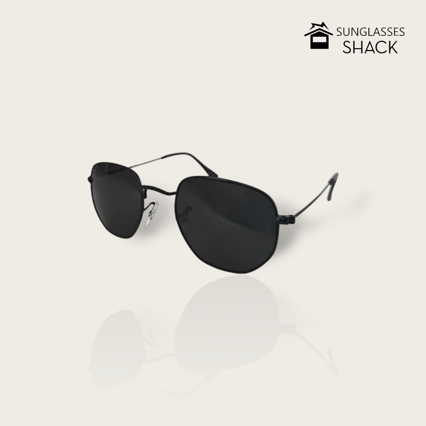 HEXAGONAL SUNGLASSES ALL-BLACK