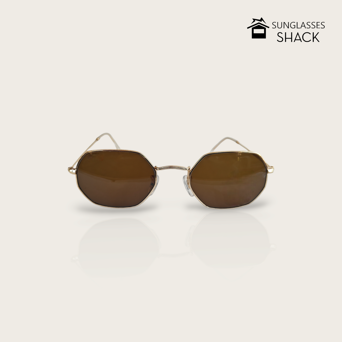 OCTAGONAL SUNGLASSES - BROWN