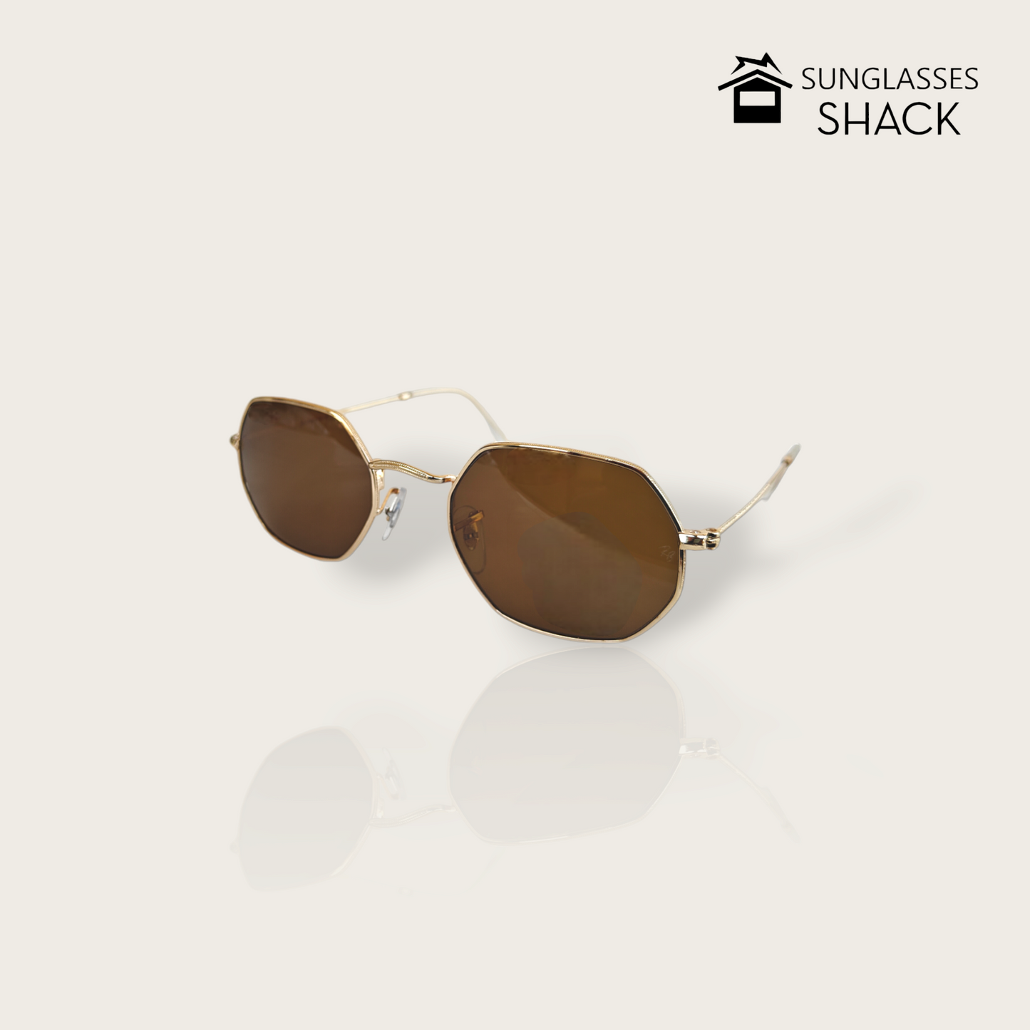 OCTAGONAL SUNGLASSES - BROWN